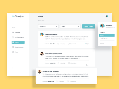 Climadjust SaaS Support UI
