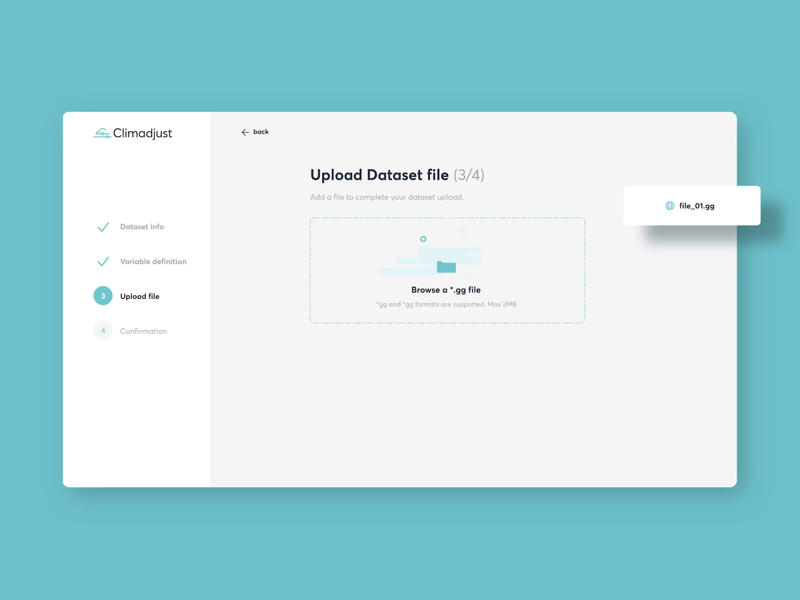 Climadjust Dataset Upload UI by Mubien Brands on Dribbble