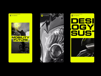 Kaos Engineering Social Media animation bicycle bike branding design electric electric mobility instagram motion motion graphics motor motorcycle neon social social media technology ui ui design yellow