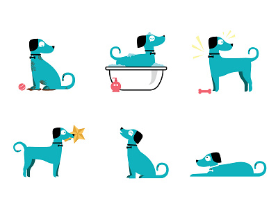 Fun illustration I got to do for a dog grooming website! blue dog bubbles dog dog bath dog grooming dog icons puppy