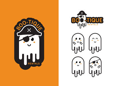 Boo-Tique Logo cute design ghost halloween illustration logo