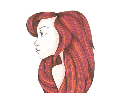Girl drawing girl hair ink marker