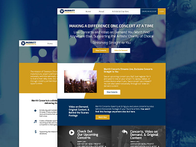 Merritt Concerts blue and yellow concert music website website design