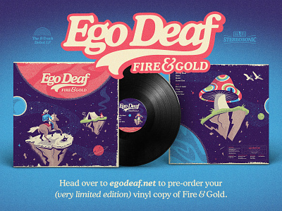 Ego Deaf – Fire & Gold album art band cowboy mushroom record space trippy vinyl