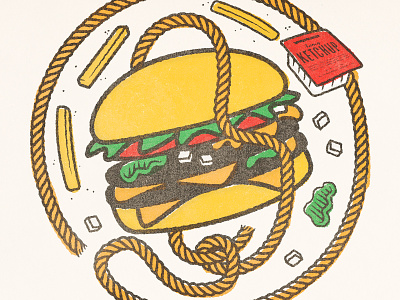 Lasso'd Burger hamburger illustration lasso rope whataburger