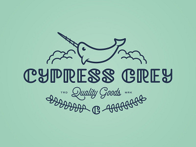 Cypress Grey logo clouds laurel logo narwhal