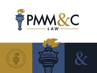 PMM&C Branding ampersand badge branding justice law lawyer torch