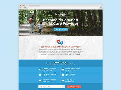 Childcare Landing Page care child children courses enroll landing page ui ux website