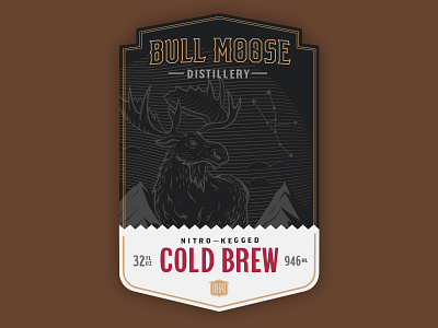 Bull Moose Cold Brew Label bull cold brew distillery illustration kegged moose nitro