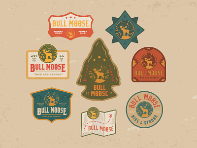 Bull Moose Badges arrowhead badge bull compass map moose