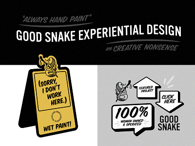 Good Sssnake Ssstuff experiential design hand paint sign painter snake