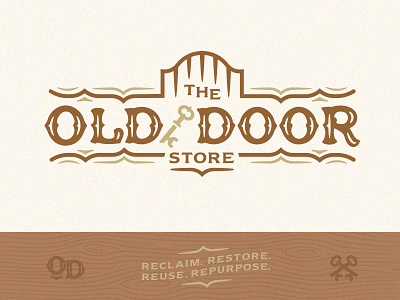The Old Door Store // r2 door key logo old reclaim store typography wood