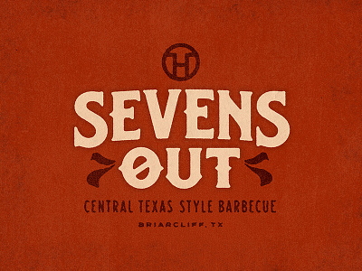 Sevens Out barbecue bbq logo restaurant texas