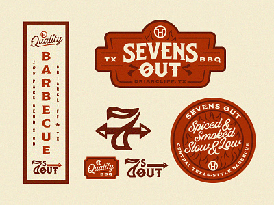 Sevens Out stuff barbecue bbq logo sevens out signage texas