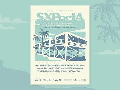 SXPortA Screenprint Poster 18x24 beach concert festival palm trees poster screen print sxsw