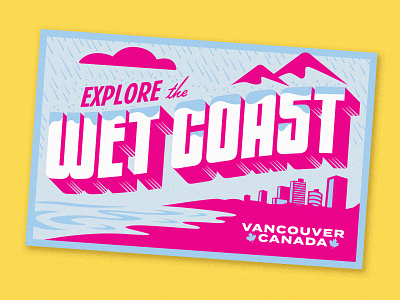 Wet Coast canada illustration lyft postcard type vancouver