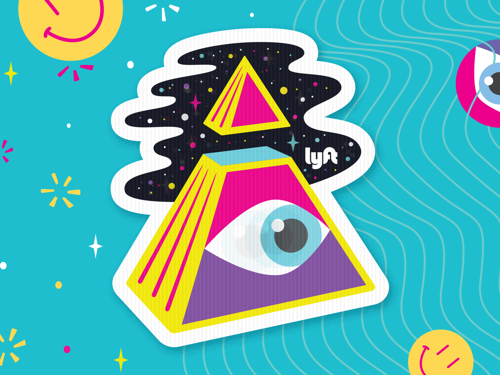 Eyeball Pyramid Sticker eyeball lenticular lyft pyramid space stars sticker trippy