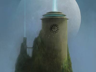 Tower Of The Moon digital art digital artist fantasy art illustration landscape illustration