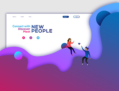 Meet New People concept dating design flat gradient graphic design illustration illustrator ui vector web design website website design