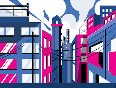 city design flat illustration minimal uiux vector