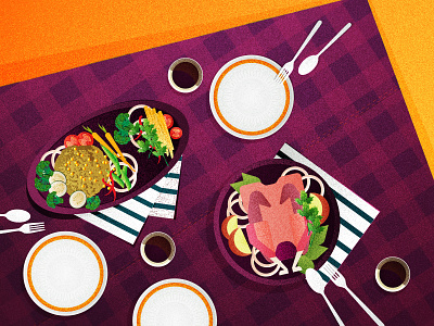 DINNER app branding design flat illustration ui vector web