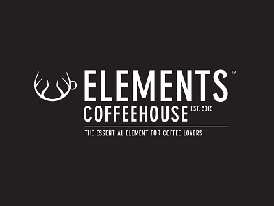 WIP: Elements Coffeehouse 2 antlers black coffee coffeehouse cup deer elements logo nature organic typography white
