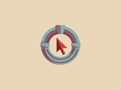 Flat-ish academy ancient circular column cursor flat icon logo mouse online vector