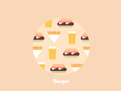 Burger Sphere bacon beer burger flat french fries illustration