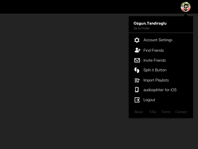 Profile Menu dropdown header icons menu profile settings ui user