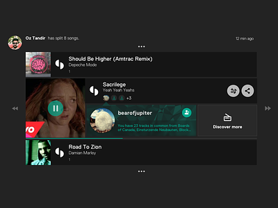 Player on stream discover music player playing share song state stream track ui ux