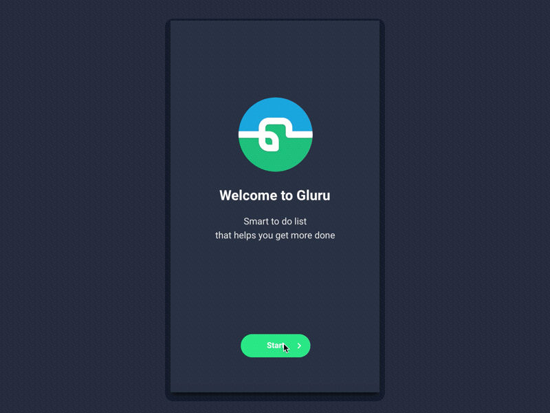 Gluru onboarding ai app infographic intro material onboarding task to do list tutorial ui ux