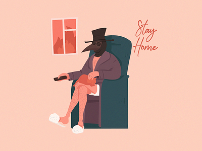 Stay Home! 🏠 cat fire home illustration illustrator plague doctor