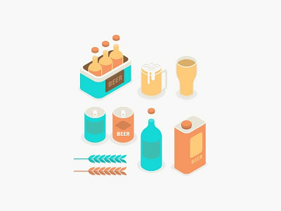Isometric Beer Collections 02 design flat illustration vector