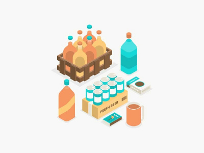 Isometric Beer Collections 01 design flat illustration vector