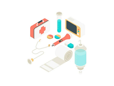 Isometric Medical Elements 01 design flat illustration vector