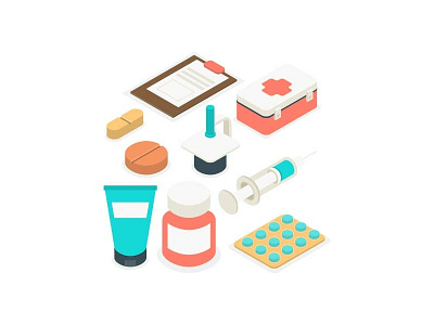 Isometric Medical Elements 02 design flat illustration vector