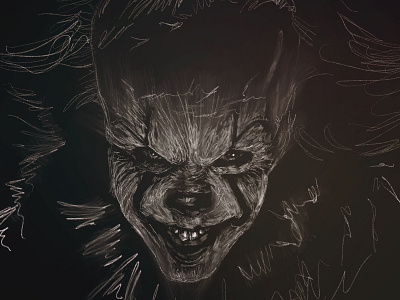 Pennywise from IT apple pencil applepencil digital illustration digital illustrations digitalart illustration ipadproart it it the movie mextures pennywise portrait illustration procreate stephen king