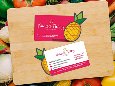 Cartao de Visita Daniele Pieroz Nutricionista 2d abacaxi card cartao de visita design design gráfico flat flat design graphic design illustration pineapple