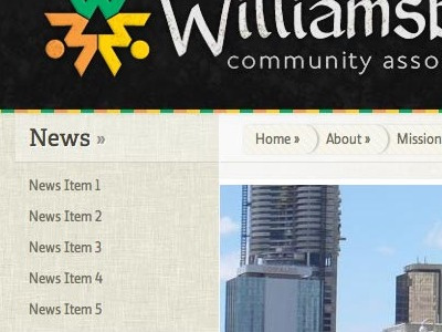 Williamsburg Community Association - Home Page home page web design