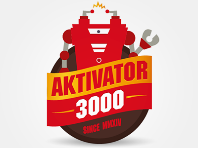 Aktivator 3000 aktivator badge element flat logo mascot robot symbol vector