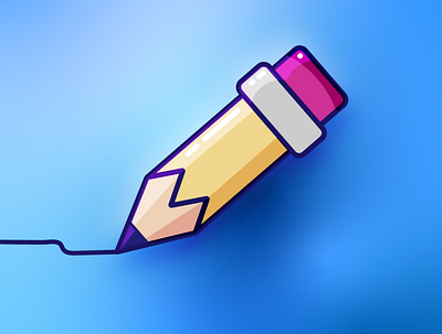 Pencil art cute design gradient happy illustration illustrator kawaii pencil