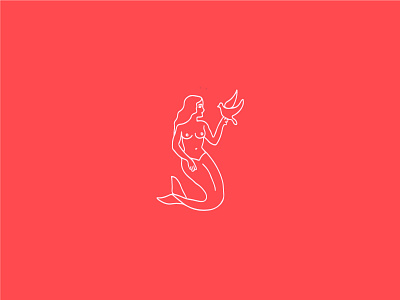 Mermaid with Dove dove girl illustration line lineart mermaid minimal