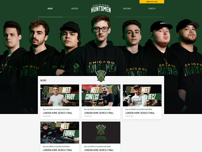 Chicago Huntsmen Homepage call of duty chicago esports gaming green homepage huntsmen team ui website