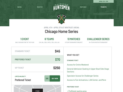Chicago Huntsmen Tickets arena call of duty cdl cod esports gaming gaming website green team tickets ui