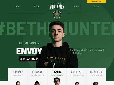 Chicago Huntsmen Players call of duty envoy esports gaming green huntsmen players roster team ui website