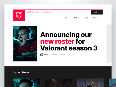 Esports Team Theme Concept esports gaming landing page one pager single page team theme ui web website website theme