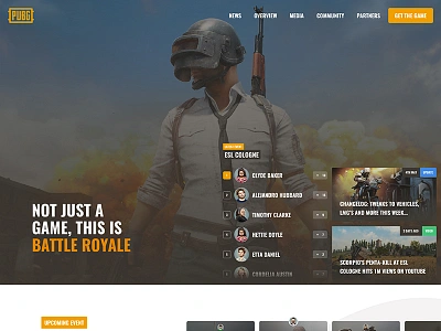 PUBG Concept - eSports battle royale battlegrounds card esports gaming homepage player unknown pubg ui website