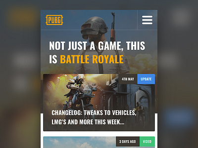 PlayerUnknown's Battlegrounds: Mobile Site Concept app battle royale battlegrounds esports gaming homepage mobile player unknown pubg ui
