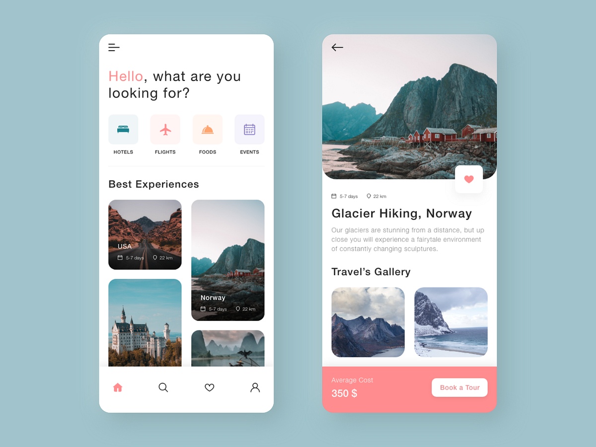 Travel Mobile App by Olha Nesterenko on Dribbble