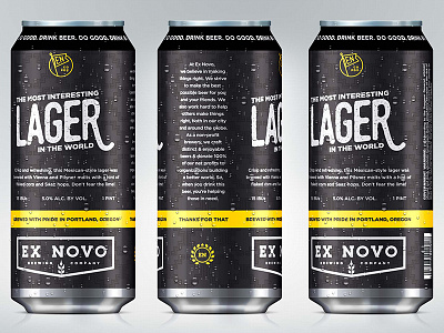 Ex Novo Brewing Co. The Most Interesting Lager in the World! beer branding brewery craft beer lager packaging